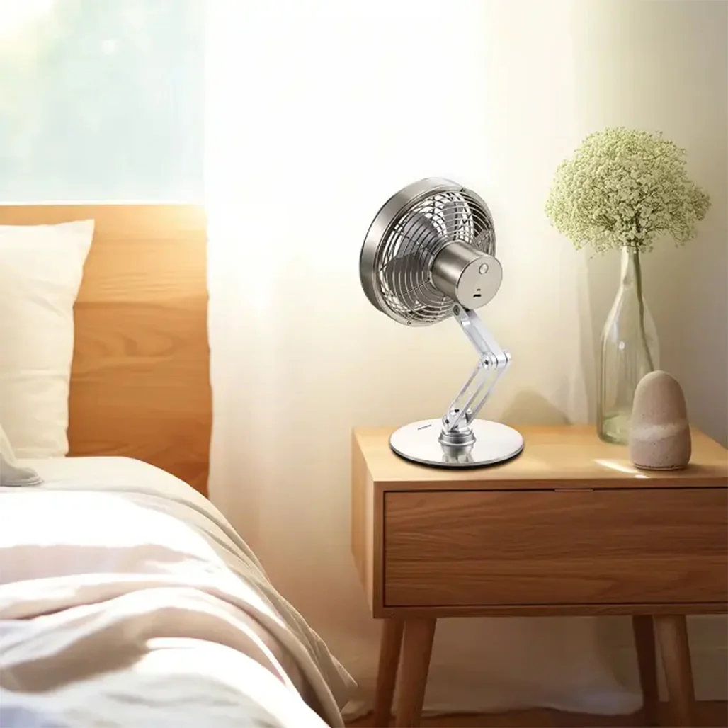 Porodo Lifestyle Metal Desk Fan - Gray | Compact, Rechargeable, and Adjustable Cooling Solution - Image 8
