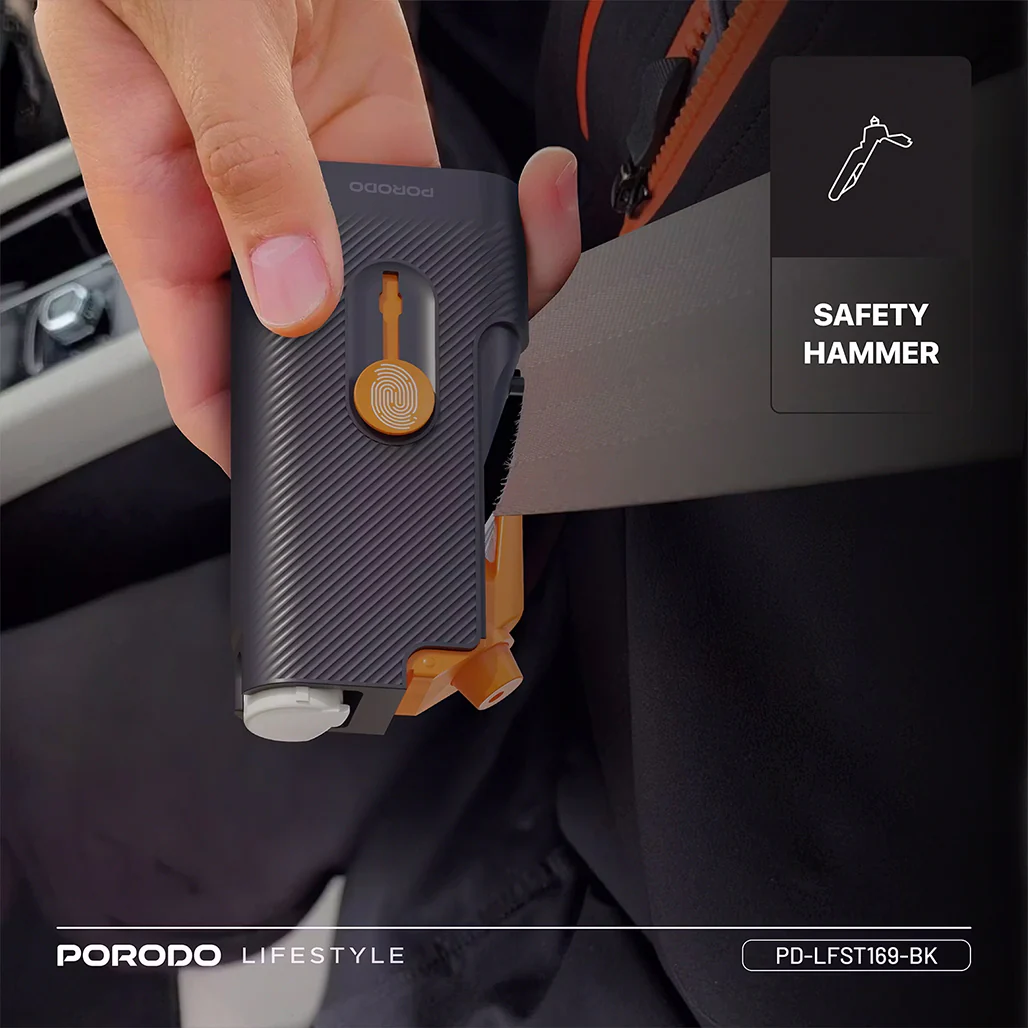 Porodo Lifestyle Multi-Purpose Emergency Car Safety & Cleaning Kit – Compact & Portable – Black - Image 20