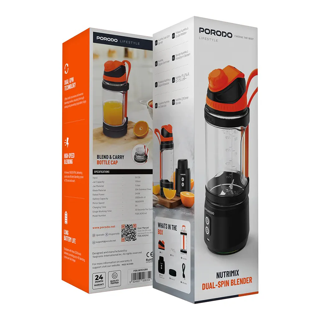 Porodo Lifestyle Nutrimix Dual Spin Clockwise and Reverse Portable Blender - Image 2