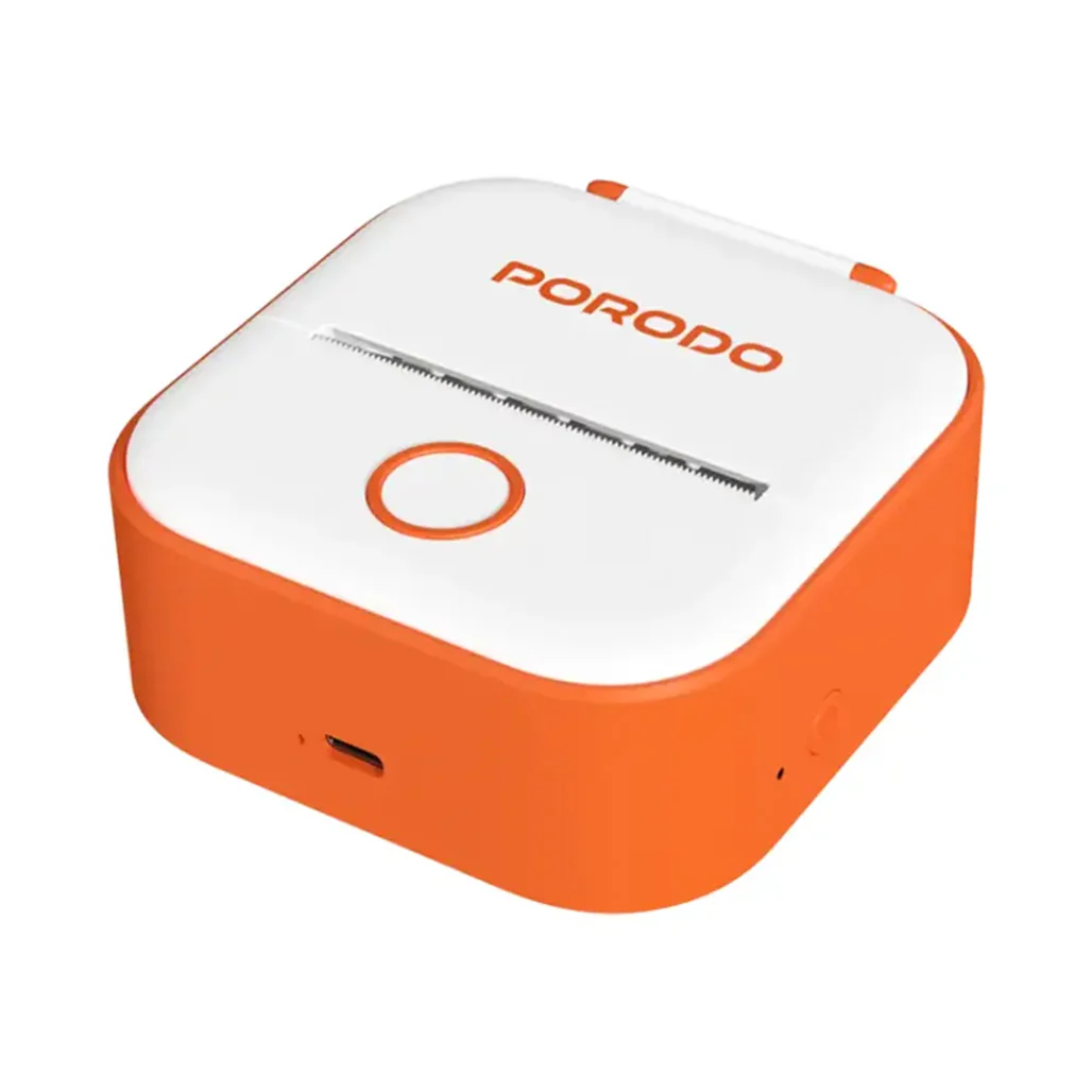 Porodo Lifestyle Pocket HD Thermal Printer – Portable, High-Resolution, Rechargeable (White/Orange) - Image 2
