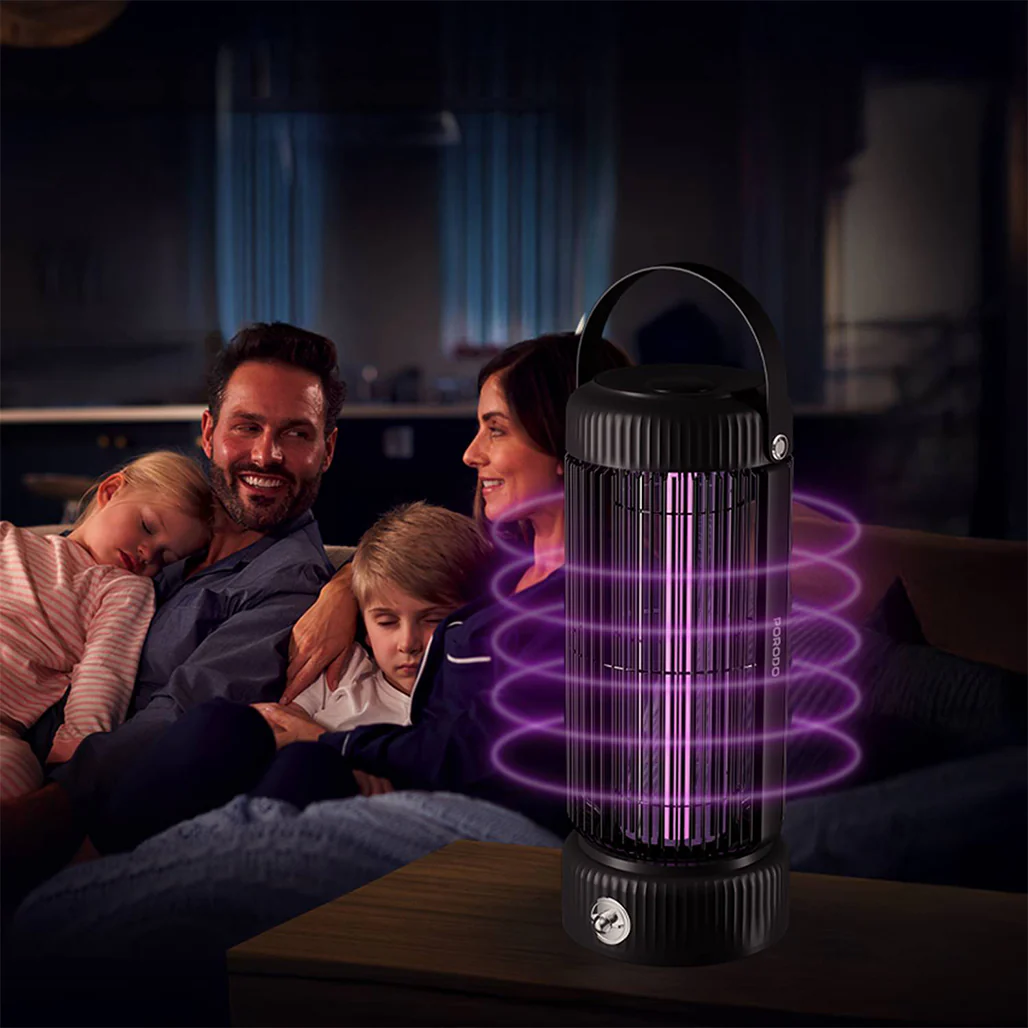 Porodo Lifestyle Portable Mosquito Zapper | UV LED Bug Trap | 2000mAh Rechargeable Battery | Chemical-Free & Efficient Pest Control | Black - Image 3