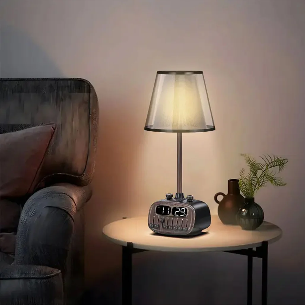 Porodo Lifestyle Retro Desk Lamp with White Noise, Bluetooth Speaker, and Digital Clock - Black - Image 4