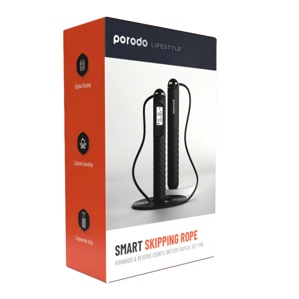 Porodo Lifestyle Smart Skipping Rope - Black - Image 2