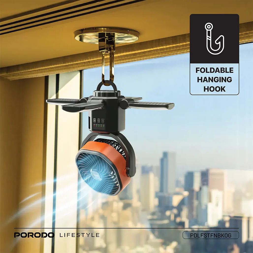 Porodo Lifestyle Suncharge Outdoor Solar Fan - PDLFSTFNBKOG - Image 5