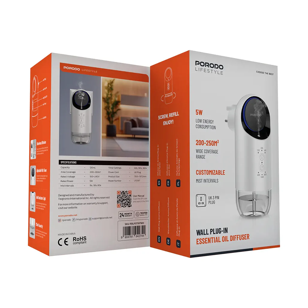 Porodo Lifestyle Wall Plug-In Essential Oil Diffuser - Image 3