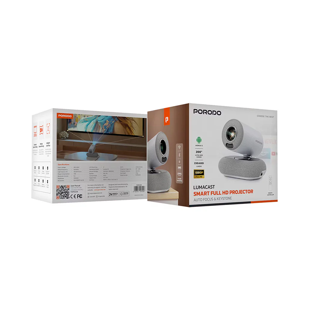 Porodo Lumacast - Smart Full HD Projector Auto Focus & Keystone - Image 2