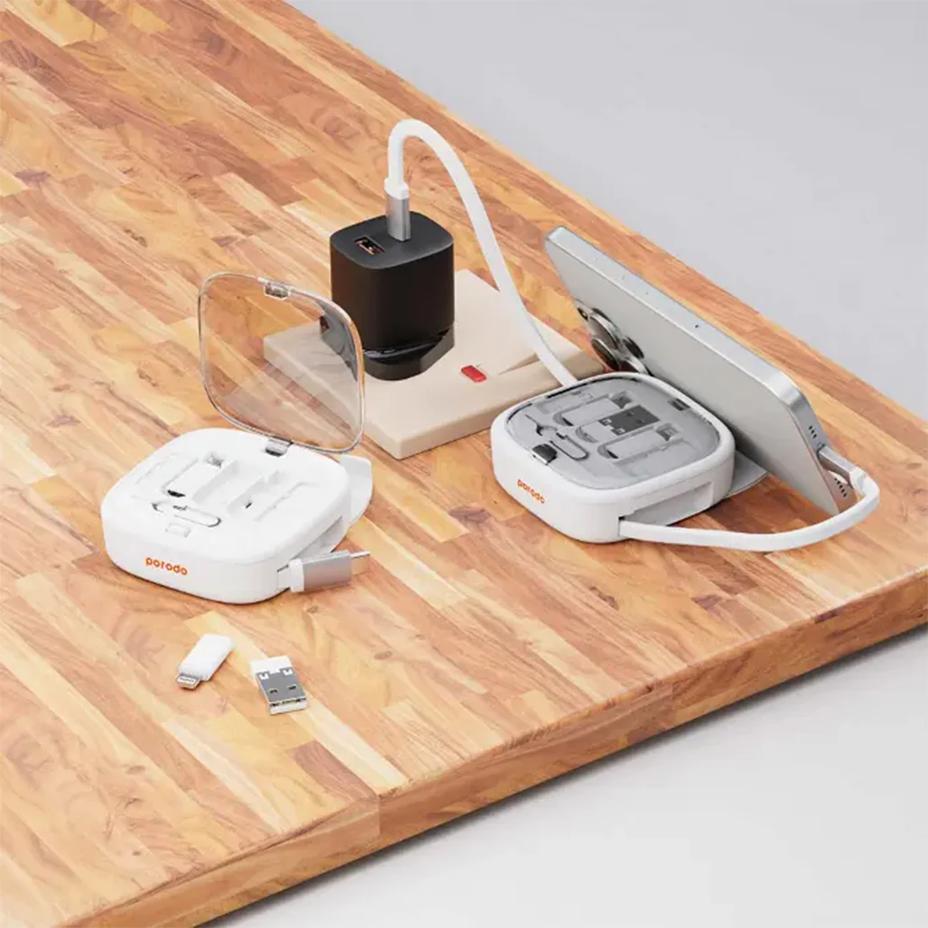 Porodo Multi-Device Charging Kit with 60W Type-C Cable, Universal Adapters, Data Transfer & SIM Management - Image 3