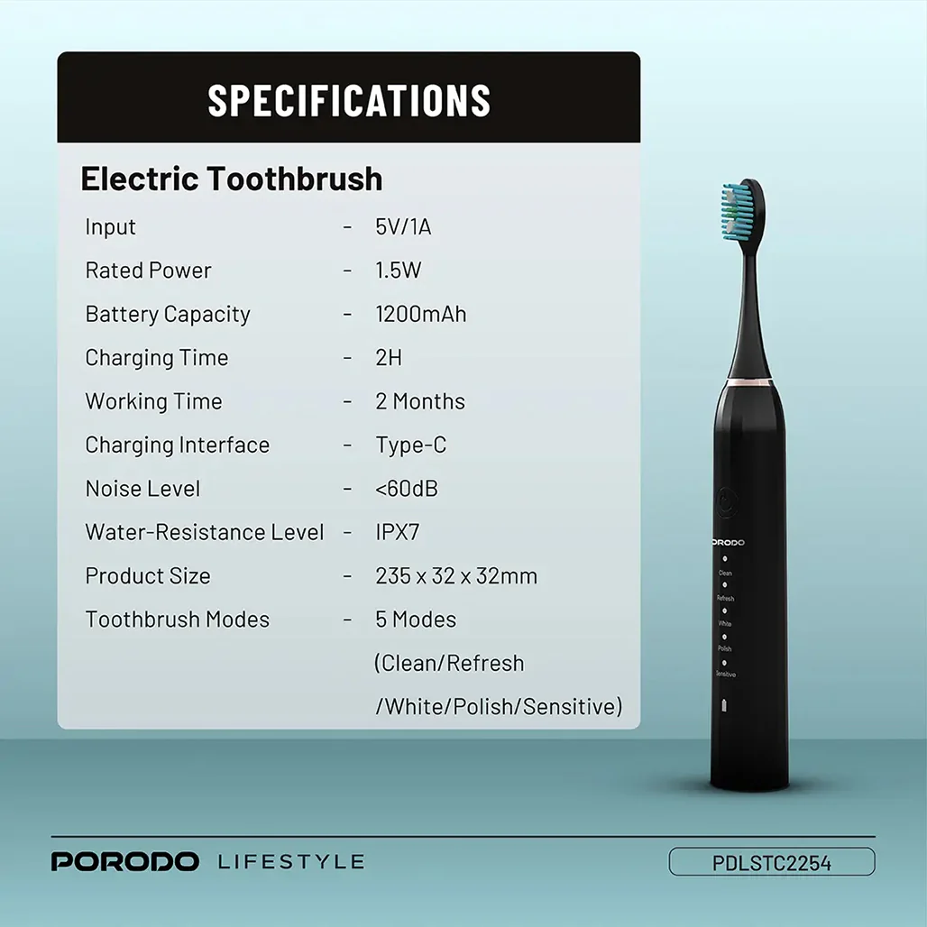 Porodo Lifestyle Ultimate Oral Care Duo Electric Toothbrush & Water Flosser Combo - Image 2