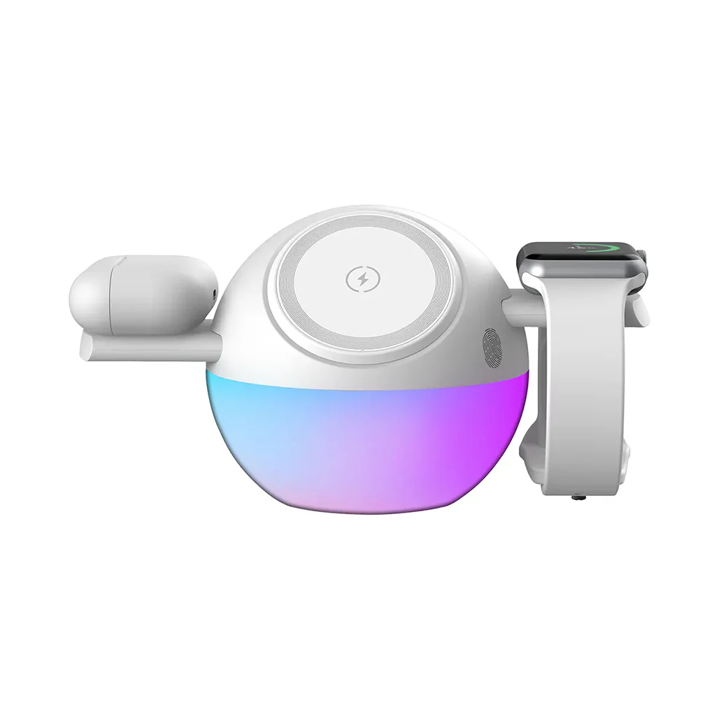 Porodo Orbix 3-In-1 Wireless Charger with Adjustable Ambient Light - Image 3
