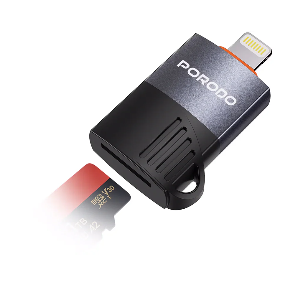 Porodo OTG Lightning Adapter with TF Card Reader - PDETK19BK