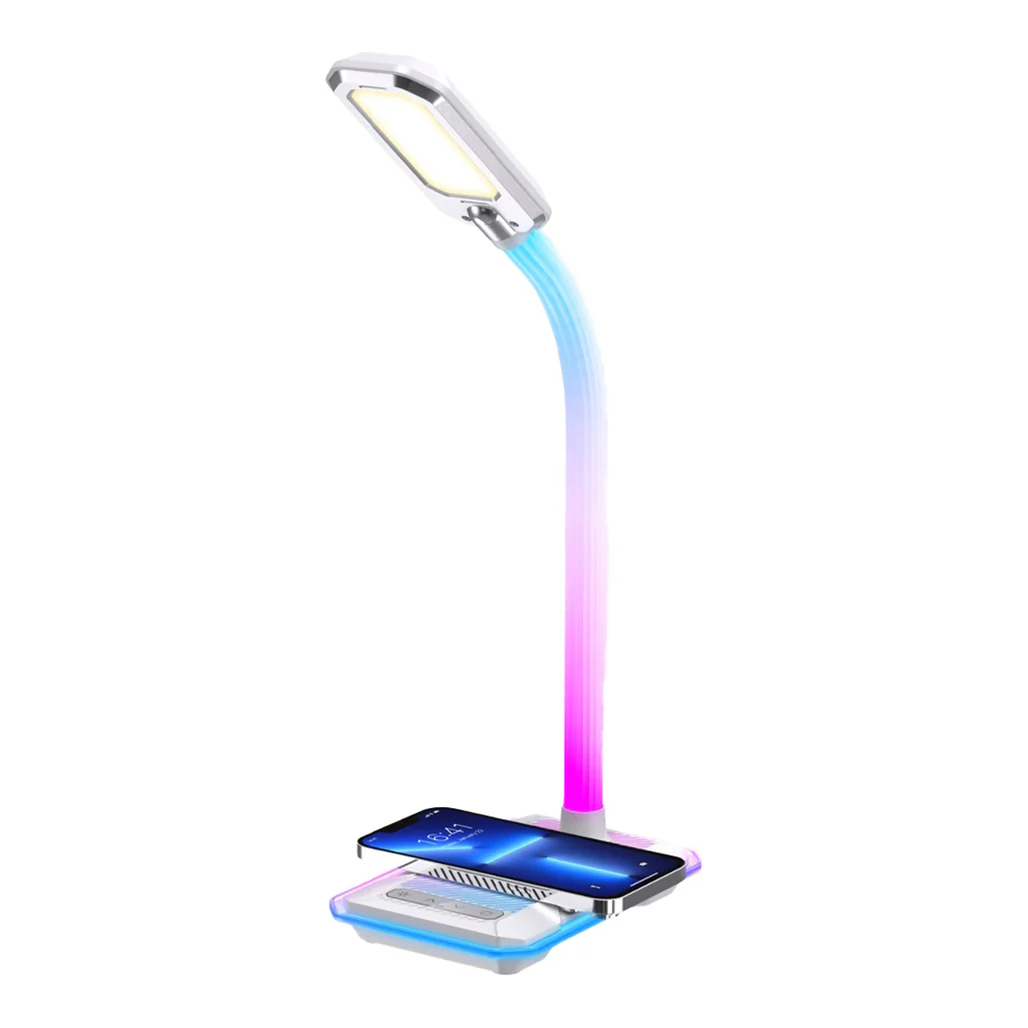 Porodo PDX119 Gaming Desk Lamp with RGB Lighting & 10W Wireless Charging Base - White