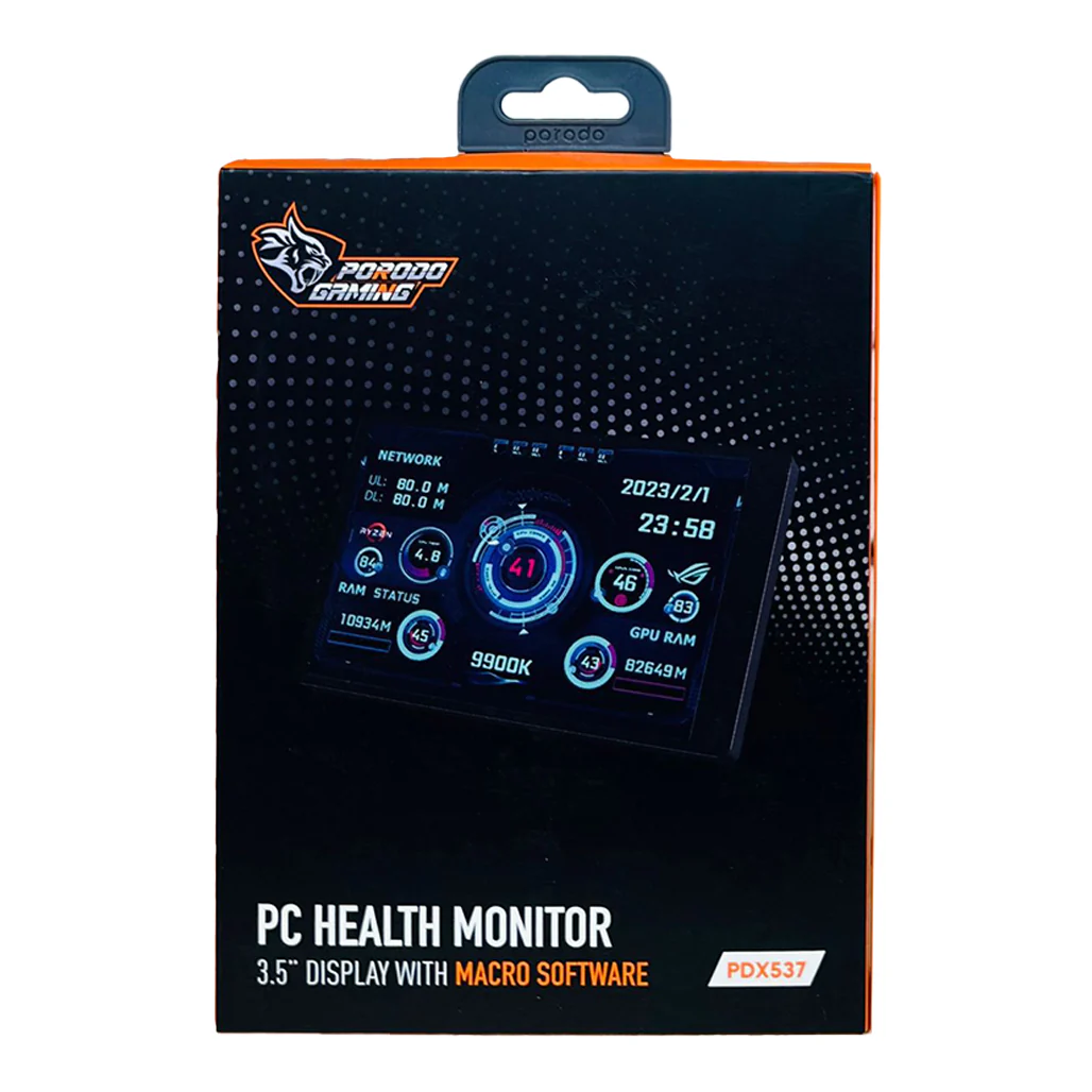 Porodo PDX537 Gaming 3.5" Mini Smart Information Screen - Black - Image 2
