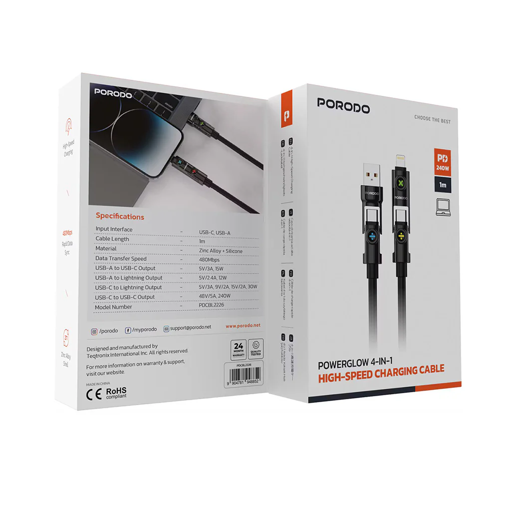Porodo Powerglow 4-in-1 High-Speed Charging Cable - PDCBL2226 - Image 10