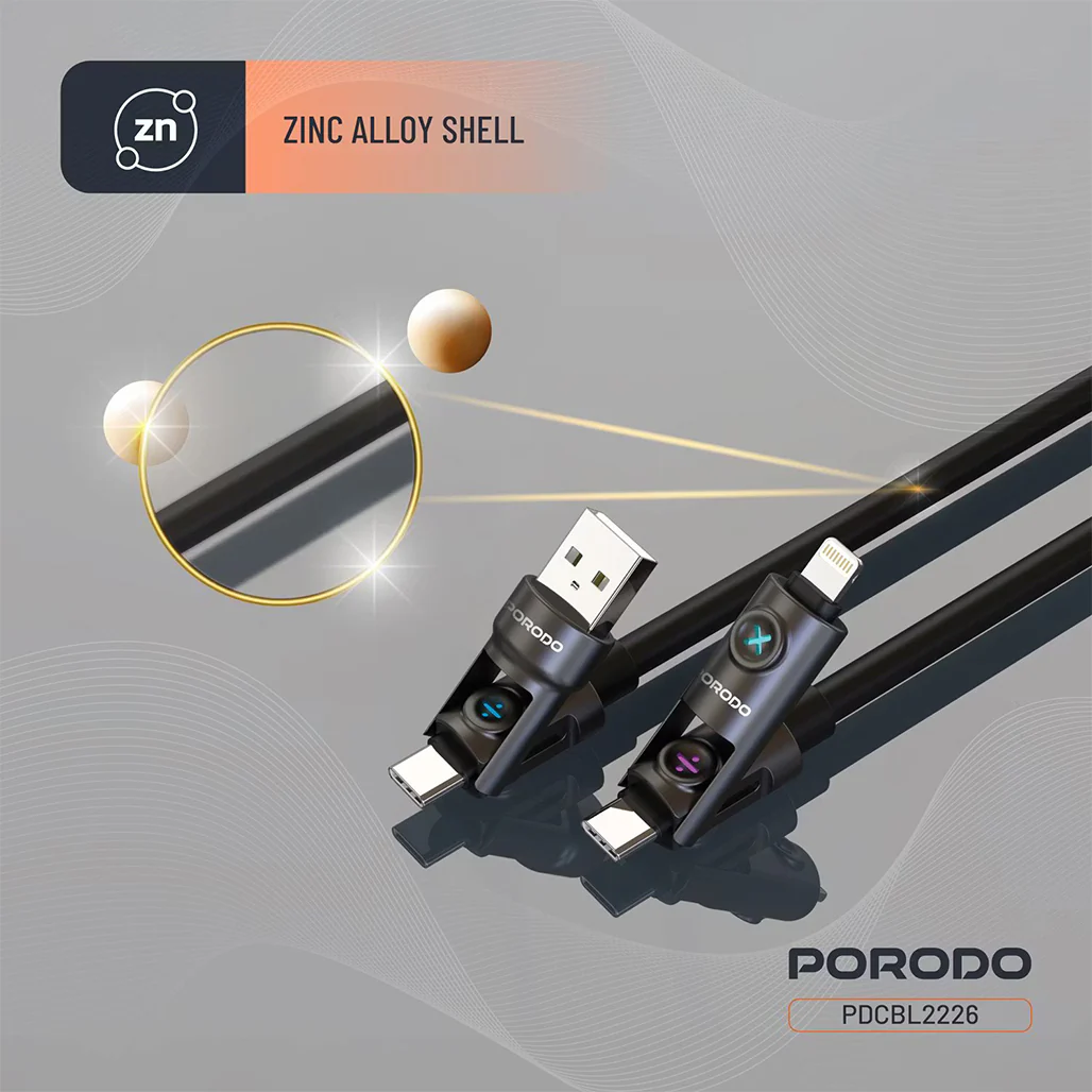 Porodo Powerglow 4-in-1 High-Speed Charging Cable - PDCBL2226 - Image 4