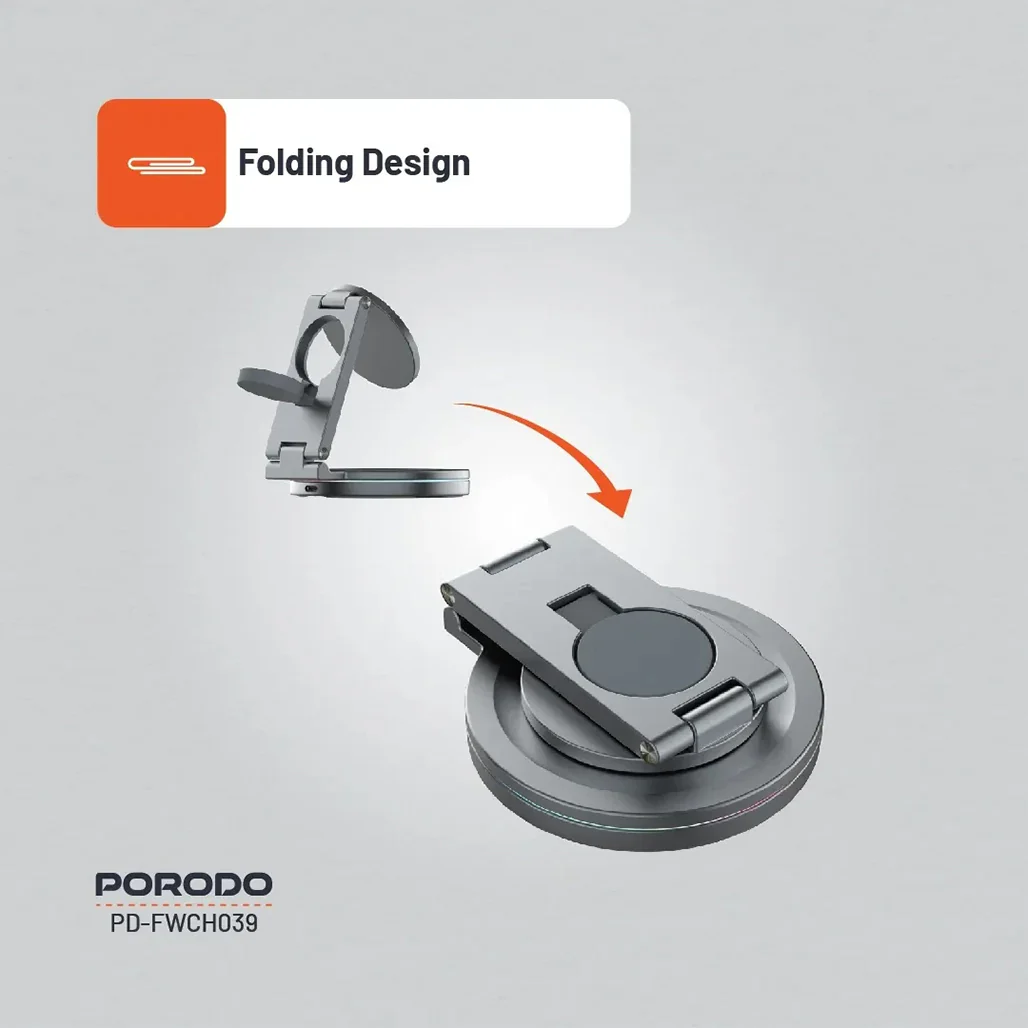 Porodo Rotating Base Three-Device Wireless Charger – Gray - Image 4