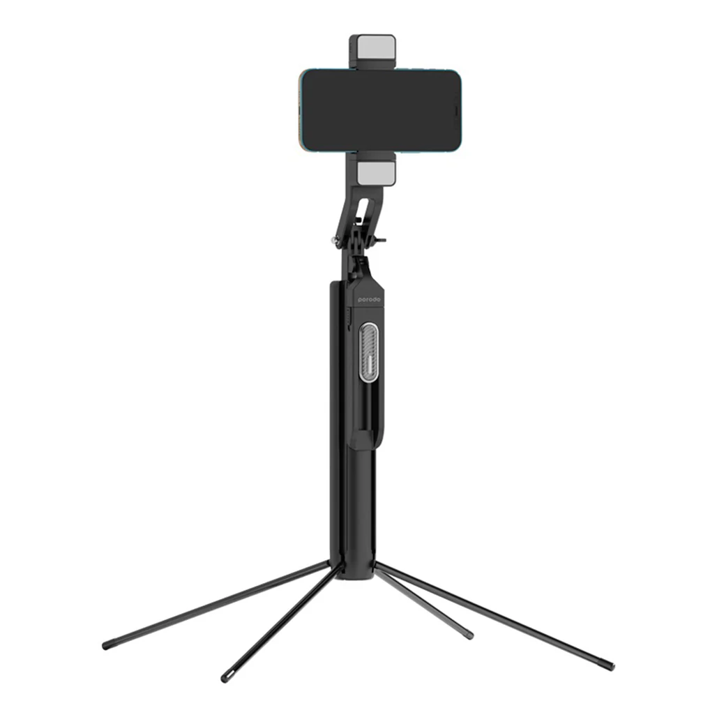 Porodo Selfie Stick 185cm Extendable with Dual Detachable Lights - Black - PD-SLSEDTR-BK - Image 3