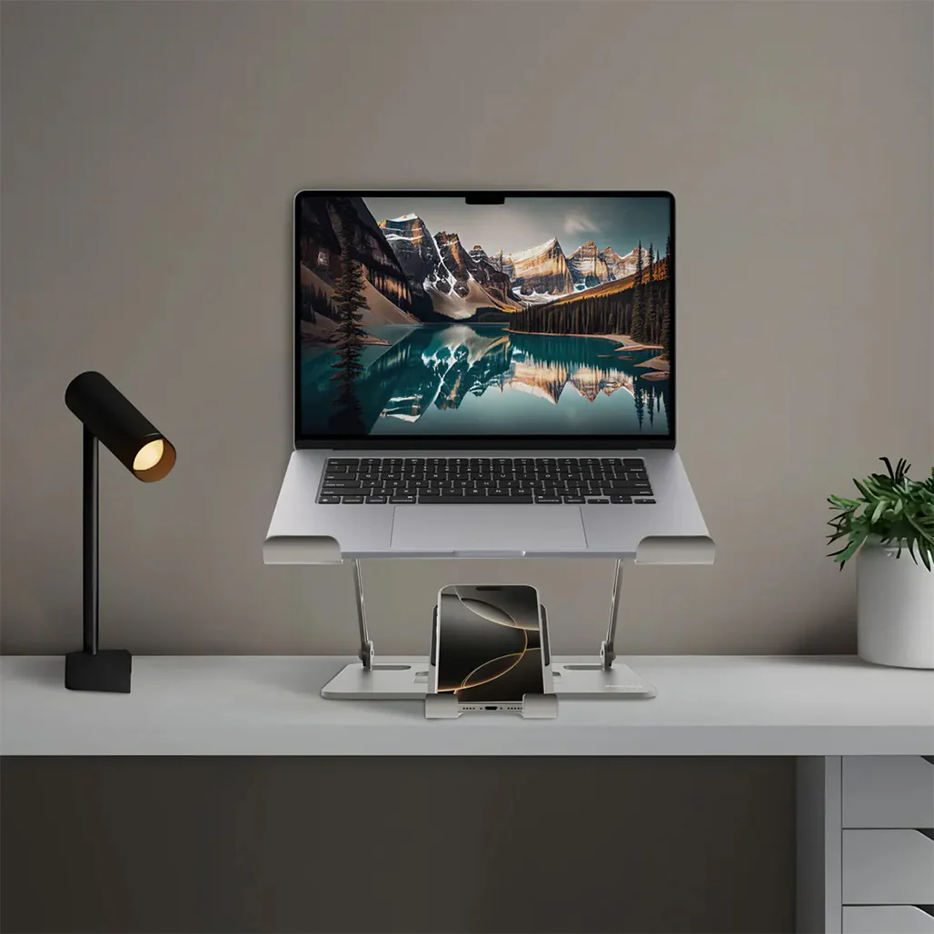 Porodo Smart Folding Multi-Device Stand – Silver - Image 9