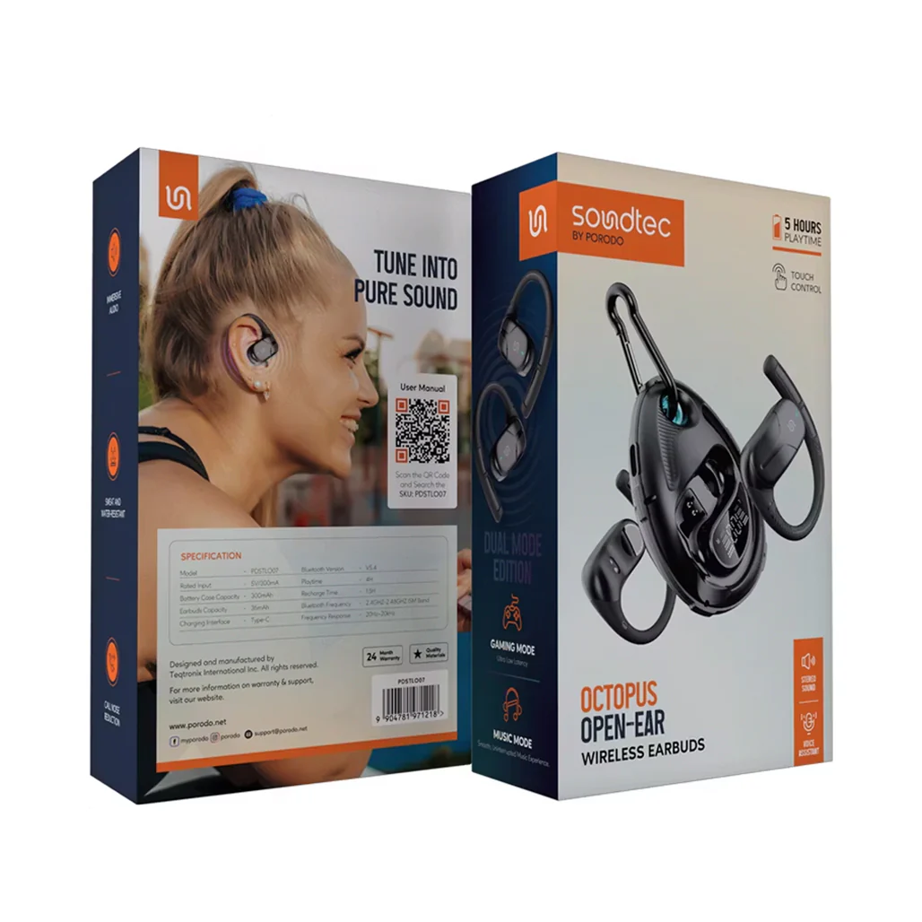 Porodo Soundtec Octopus Open-Ear Wireless Earbuds - Image 3