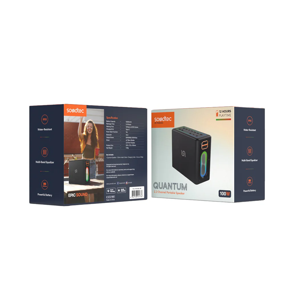 Porodo Soundtec QUANTUM - 2.2 Channel Portable Speaker - Image 2