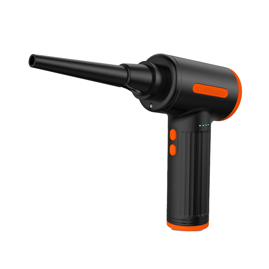 Porodo Triple Speed Portable Air Duster with 4 Nozzles and LED Light - 7500mAh Battery, Type-C Charging, Low Noise