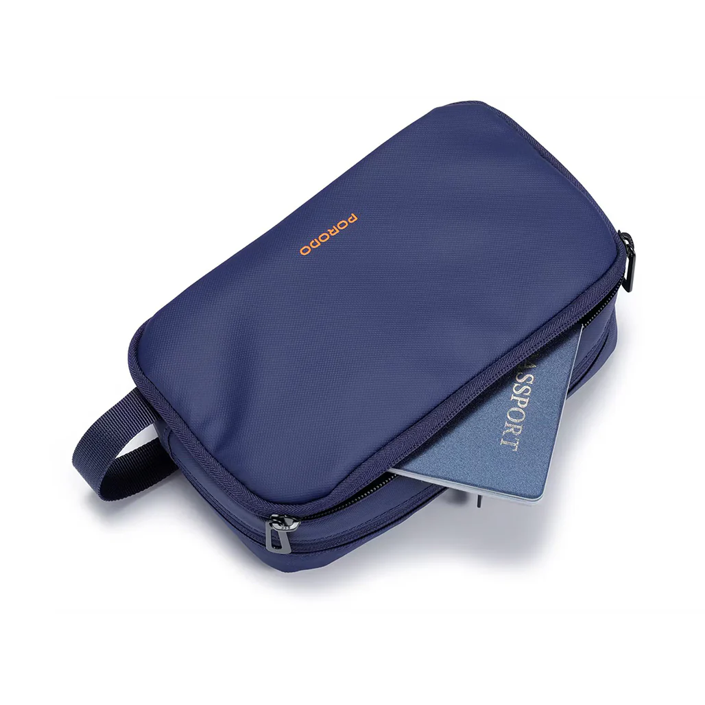 Porodo Organizer Pouch Navy – Dual Compartment Travel Bag with Water-Repellant Polyester & Mesh Pockets - Image 9