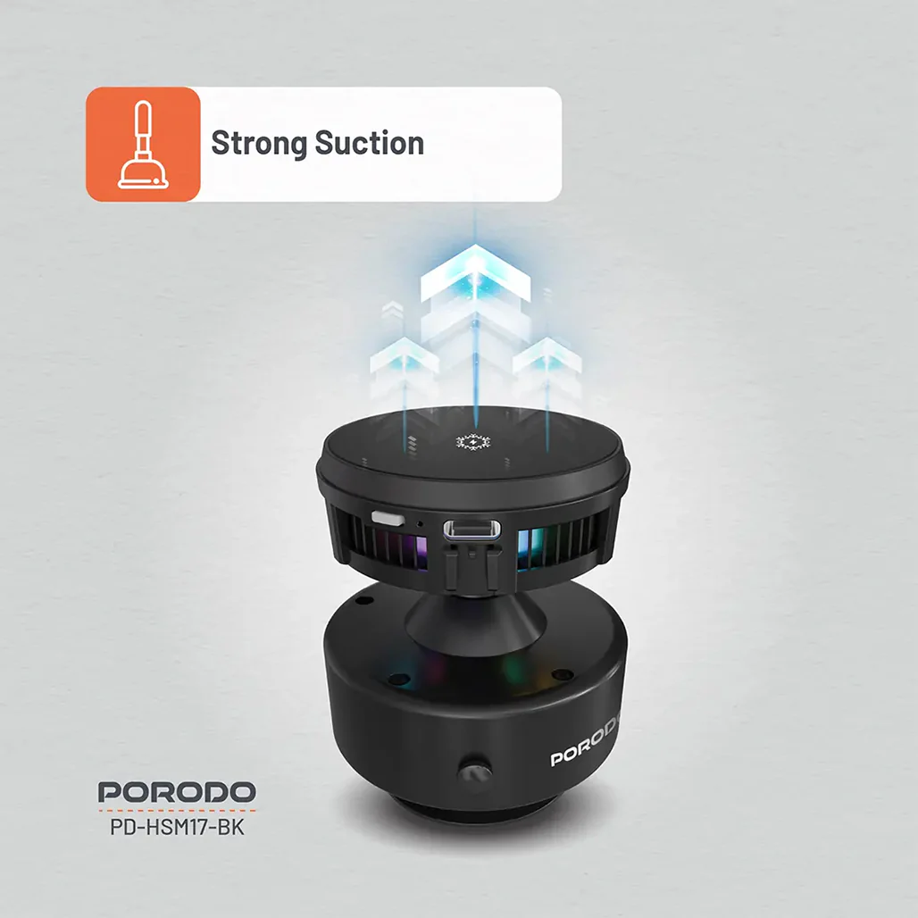 Porodo Vacuseal MagSafe Wireless Charger & Cooling Stand with RGB Lighting – Black - Image 5