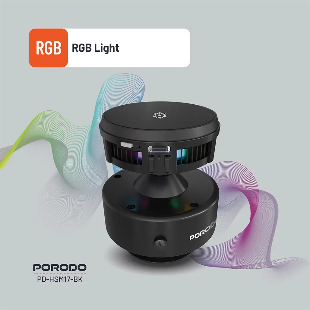 Porodo Vacuseal MagSafe Wireless Charger & Cooling Stand with RGB Lighting – Black - Image 9
