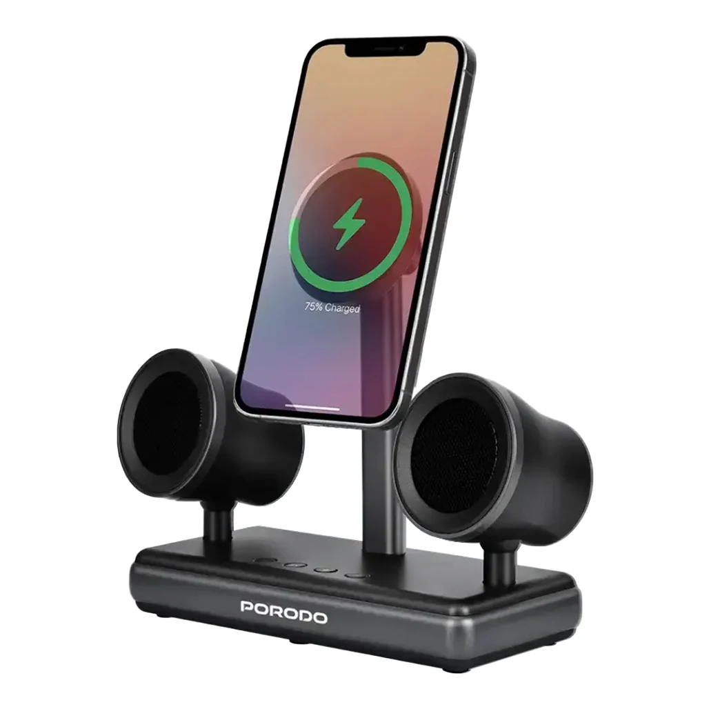 Porodo Wireless Speaker Charging Dock – 15W Fast Charger with Dual HiFi Speakers - Image 2