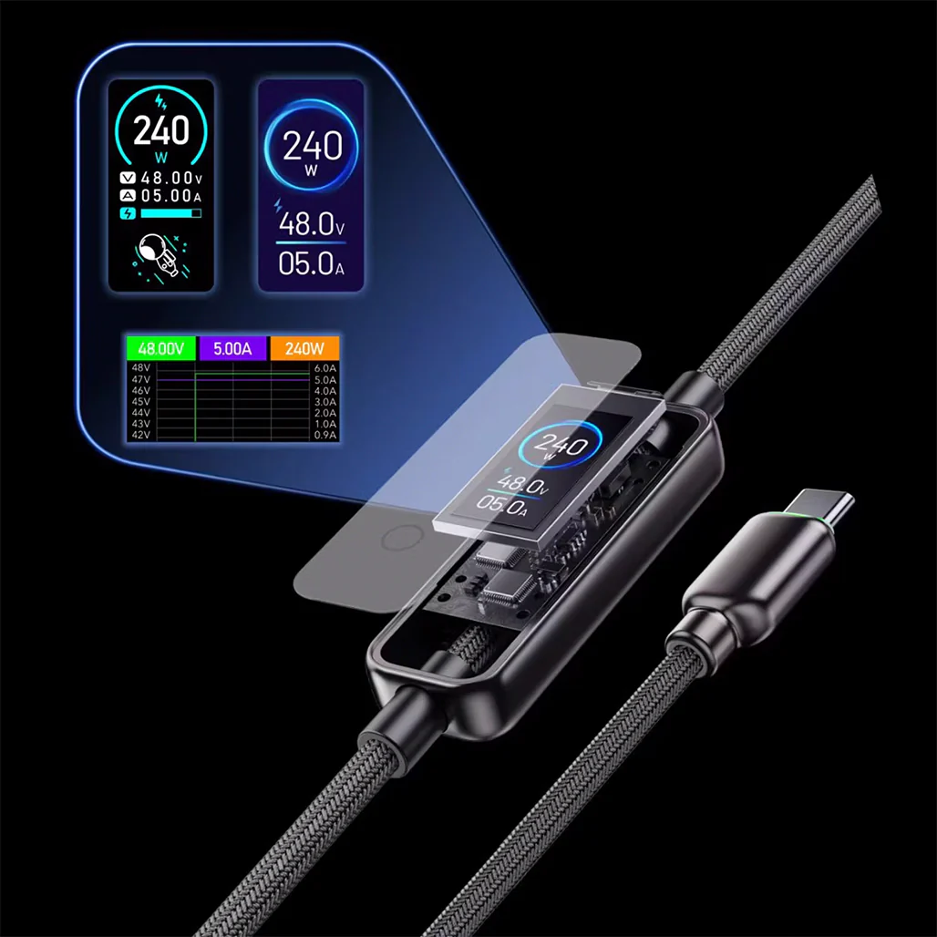 Powerology 240W C to C cable with TFT Display - Image 3