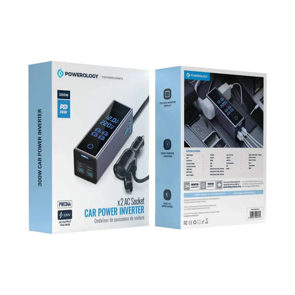 Powerology 2AC Socket Car Power Inverter - Gray - Image 2