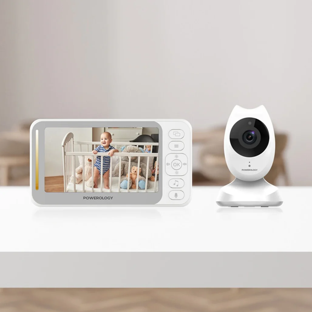 Powerology 4.35" HD LCD Baby Monitor with VGA Camera and Temperature Monitoring - White