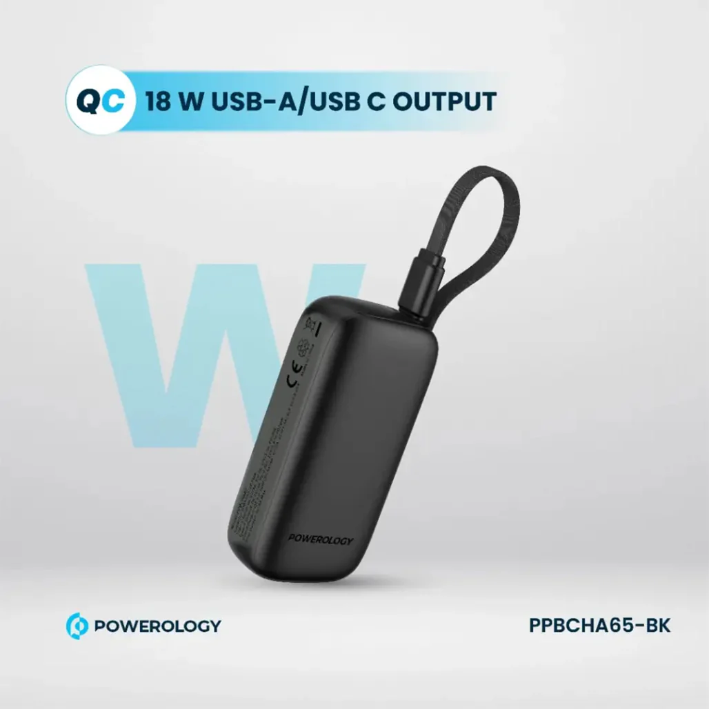 Powerology 5000mAh Power Bank - PPBCHA65-BK - Image 3