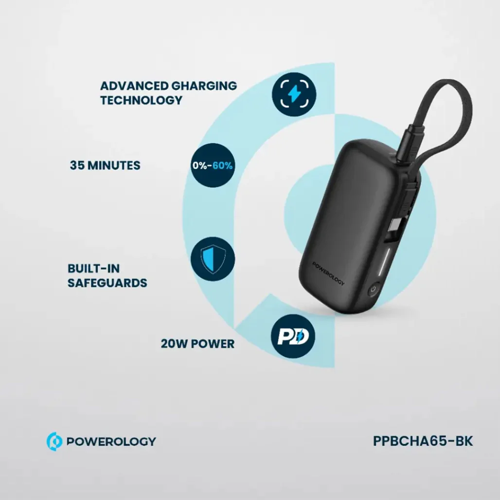 Powerology 5000mAh Power Bank - PPBCHA65-BK - Image 5