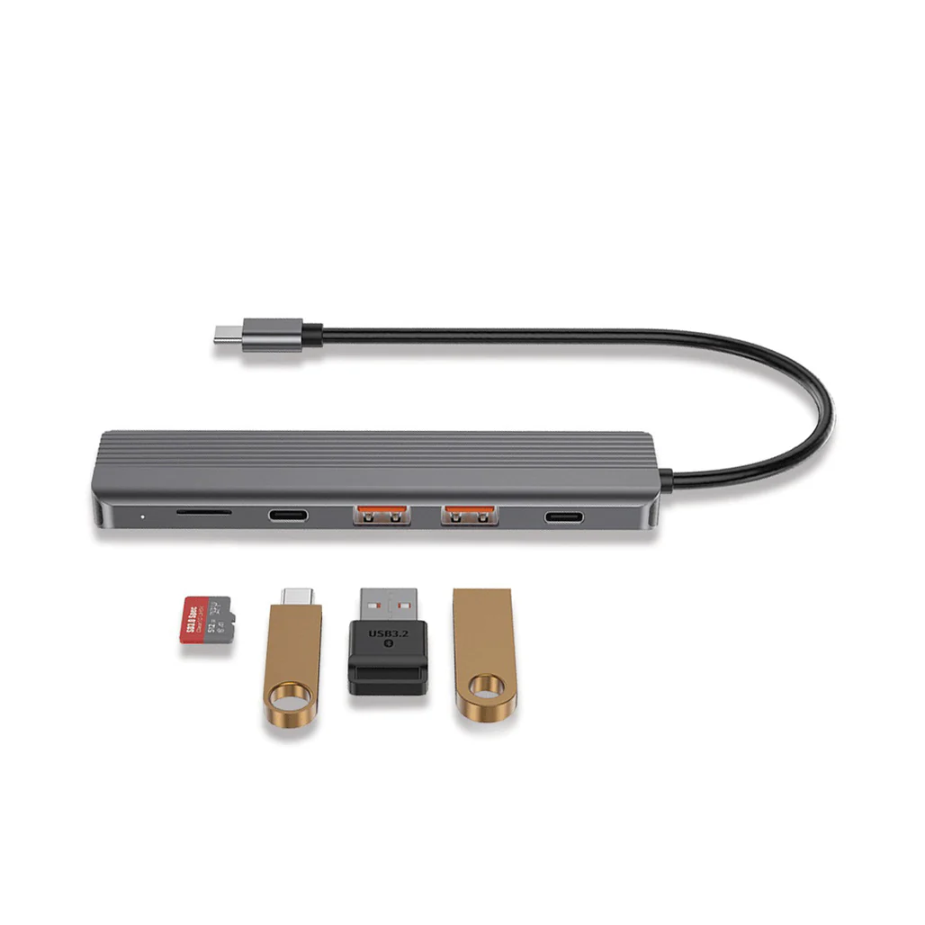 Powerology 6-in-1 Slim 4K HDMI USB-C Hub – High-Speed Data Transfer, PD100W Charging, 4K UHD, Micro SD Slot - Image 3