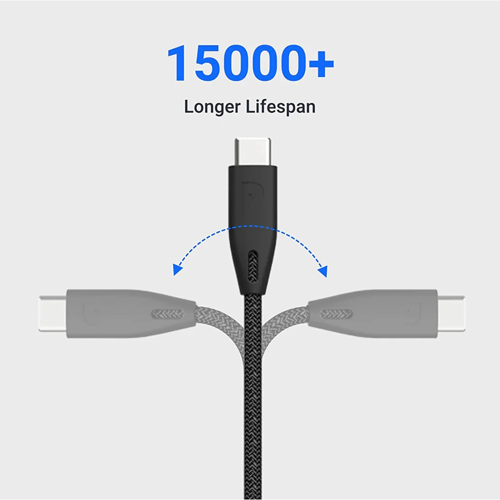 Powerology Braided USB-C to USB-C Cable - 2m / 6.6ft - Image 4