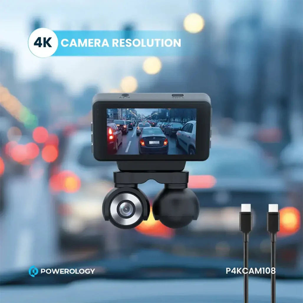 Powerology Dual Lens 4K Dash Camera with Night Vision & Parking Monitor – Black - Image 7