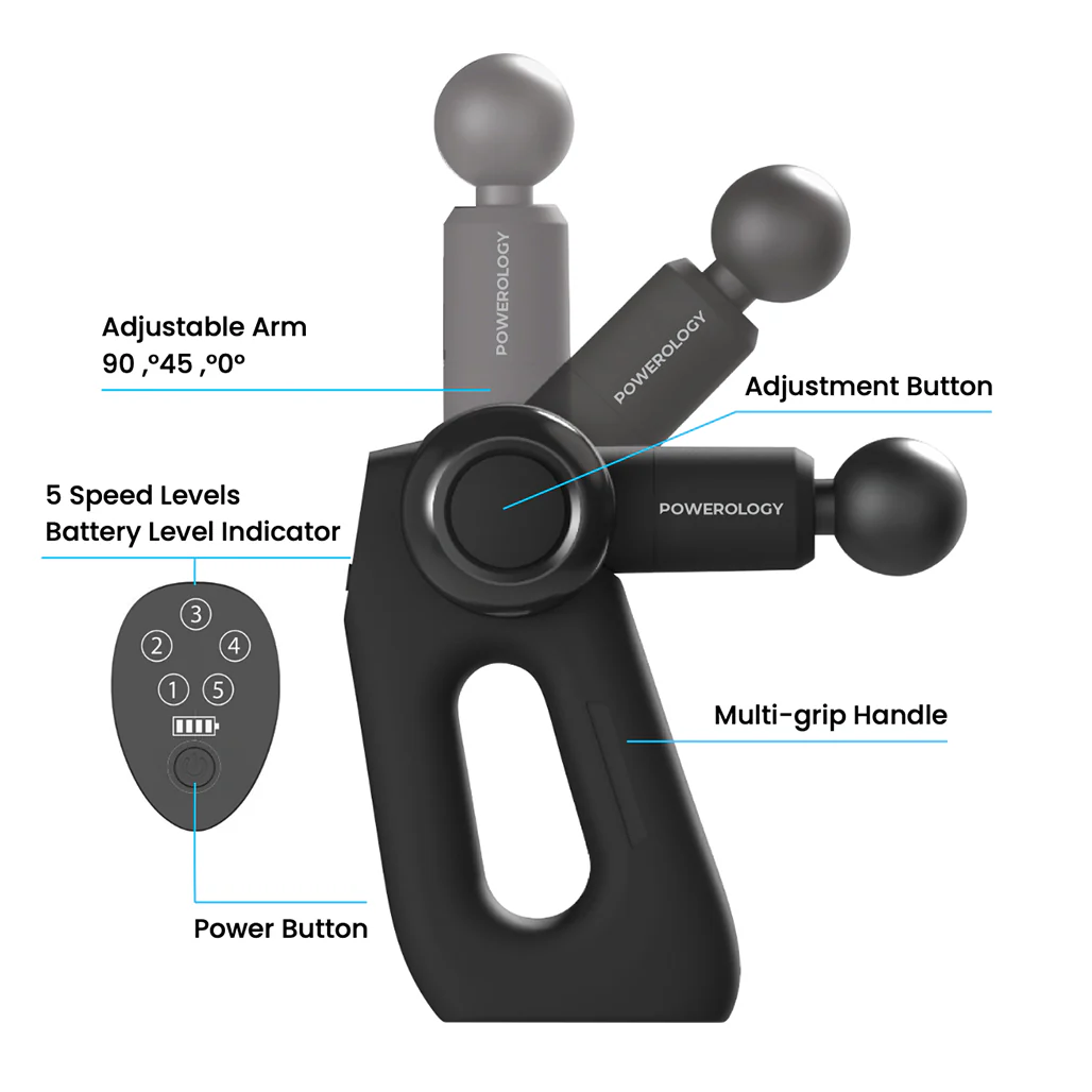 Powerology Full-Body Massage Gun – Deep Tissue Percussion Massager for Muscle Recovery & Pain Relief - Image 2