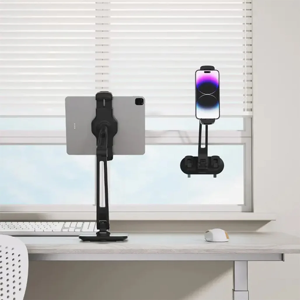 Powerology Adjustable Long Arm 360° Rotatable Suction Phone and Tablet Holder – Black - Image 3