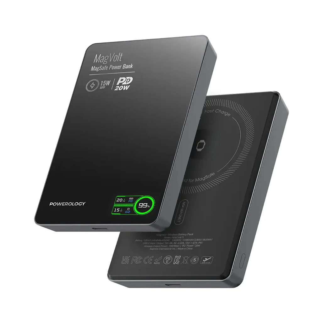 Powerology MagVolt 10000mAh Magnetic Power Bank - Black