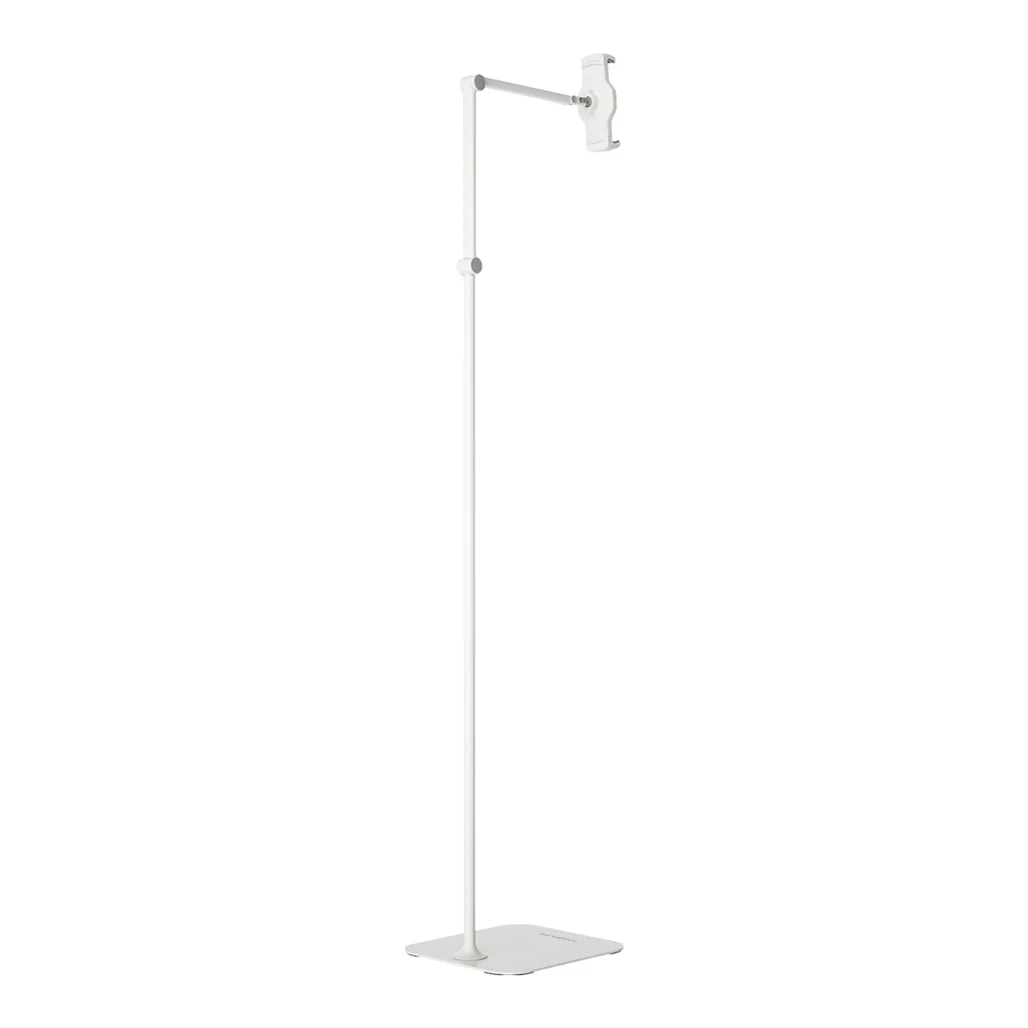 Powerology Multi-Joint Floor Stand with Metal Base for Phones & Tablets – Adjustable 110-170 cm, 360° Rotating Head, White - Image 2