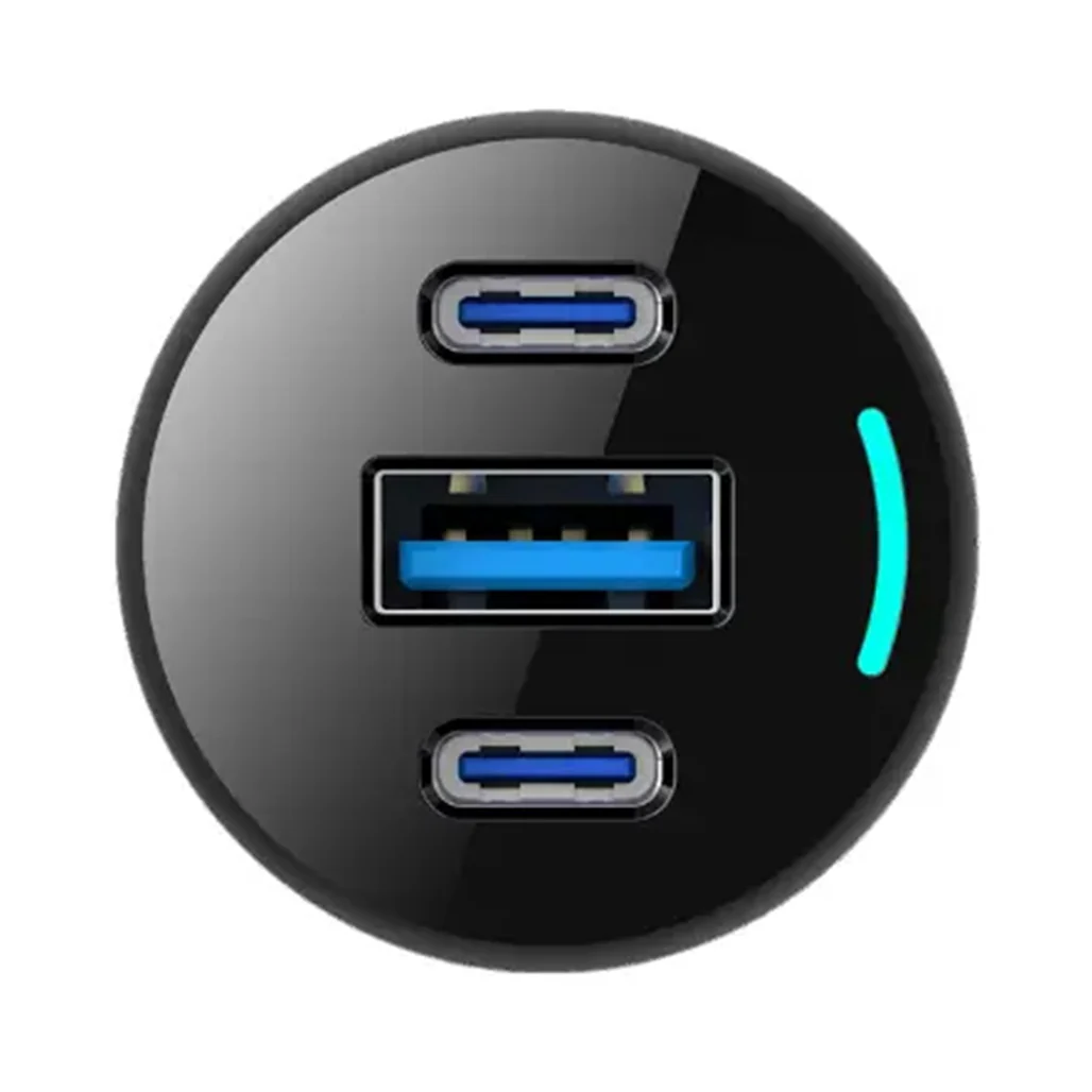Powerology PD65W + PD20W + QC18W LED Triple Ports Car Charger - Black - Image 2