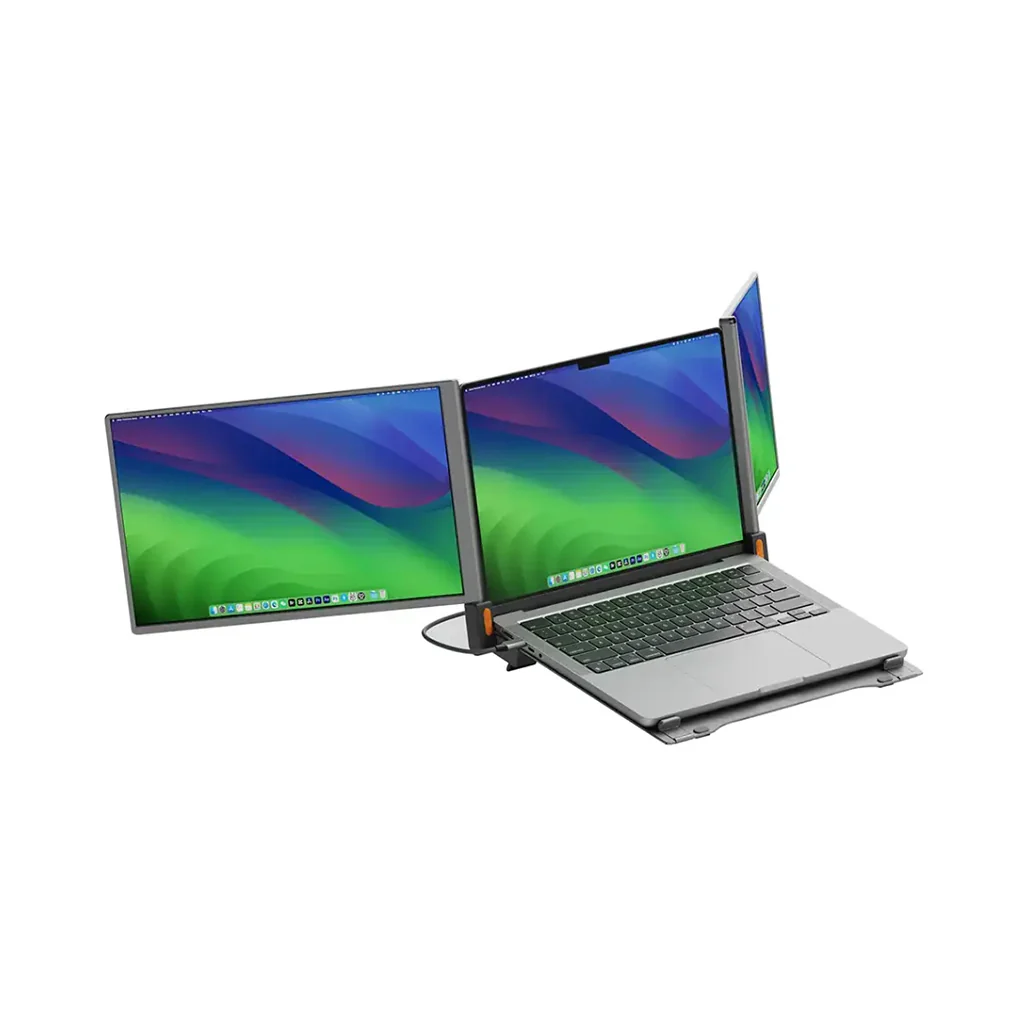 Powerology Portable Dual Screen Monitor - Gray - Image 2