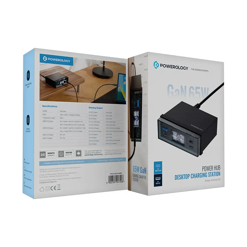 Powerology Power Hub Desktop Charging Station - Black - Image 3