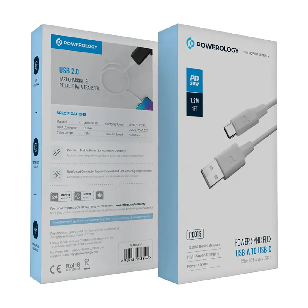 Powerology Power Sync Flex USB-C to USB-C 1.2m Cable PD 60W - Image 4