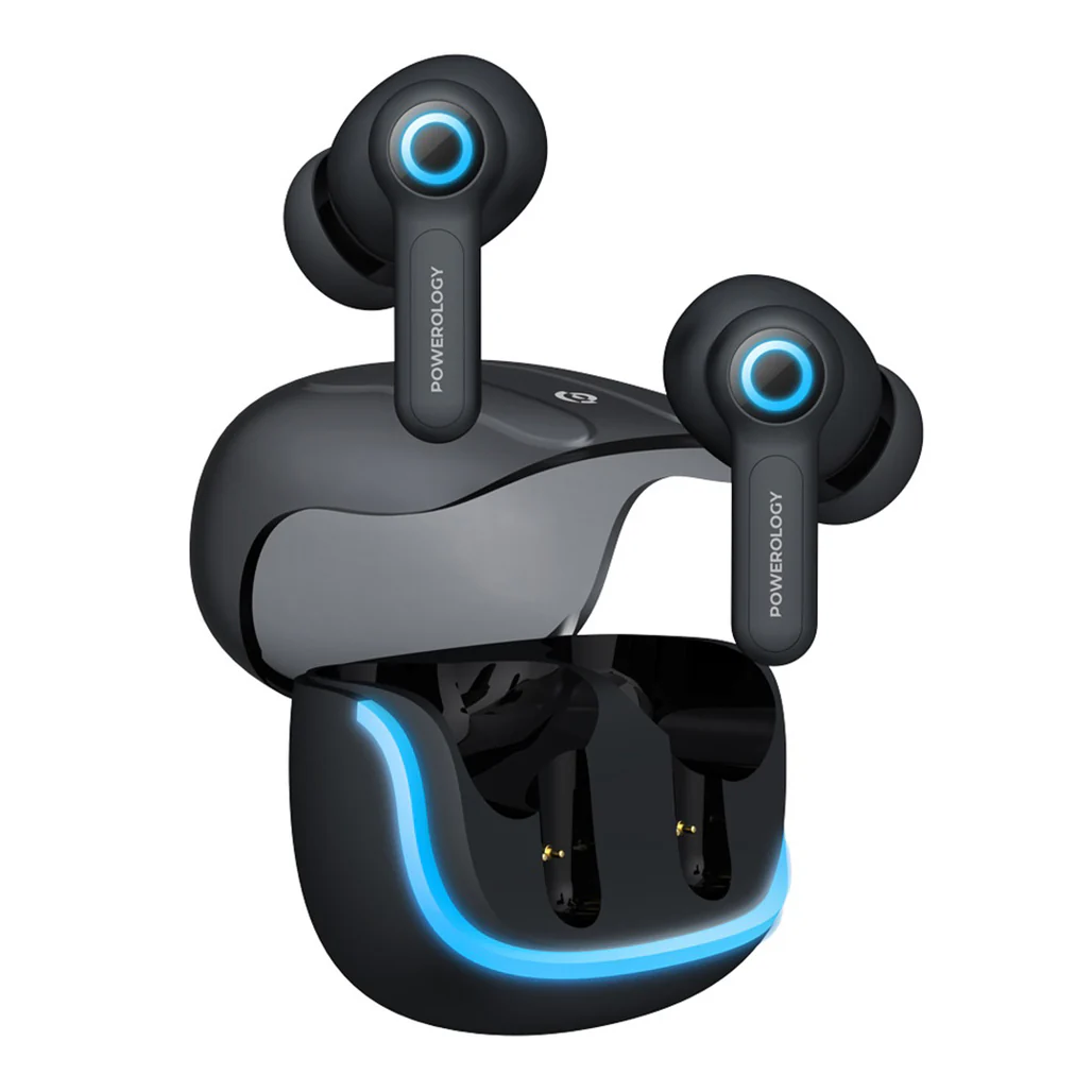 Powerology Quad Mic ENC TWS Earbuds – Superior Sound, Crystal Clear Calls, and RGB Lights - Image 2