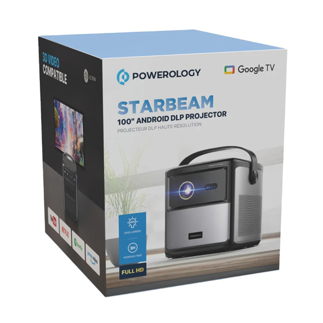 Powerology Starbeam 100" Google DLP Projector with Laser Auto-Focus – Black - Image 5