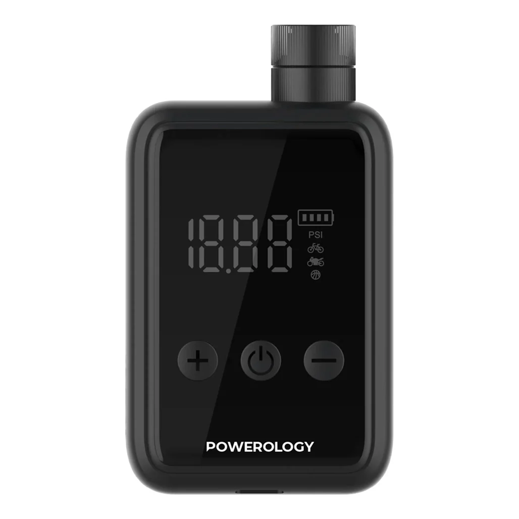 Powerology Super Compact Tire Inflator - Efficient, Portable & Sleek Black Design