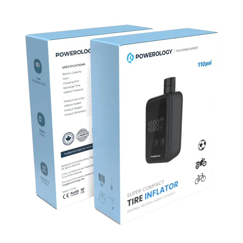 Powerology Super Compact Tire Inflator - Efficient, Portable & Sleek Black Design - Image 5