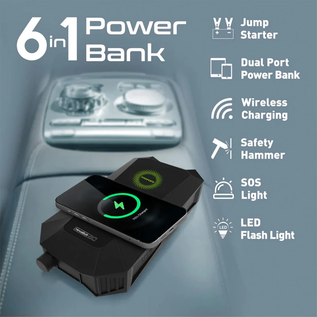 Promate 1500A/12V Car Jump Starter Power Bank - Image 8