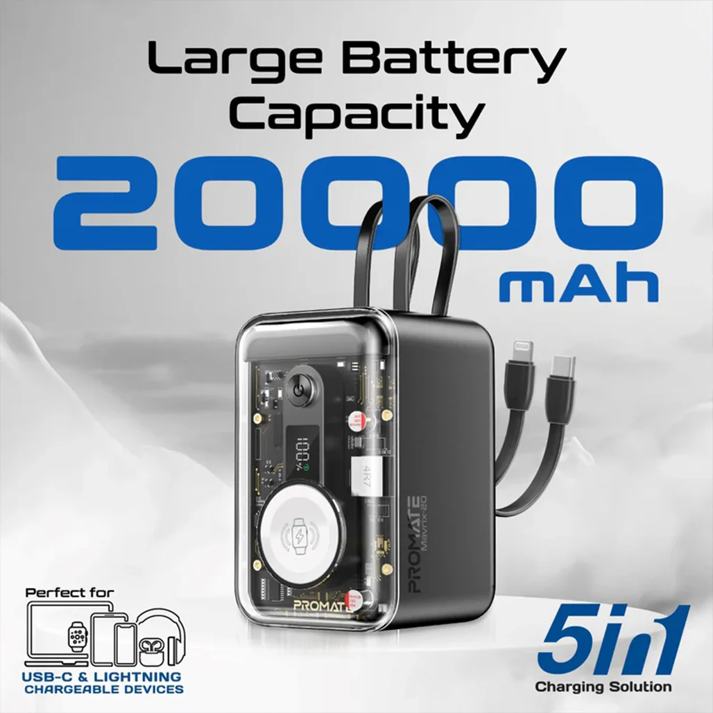 Promate 65W Multi-Device Charging Transparent Power Bank - Image 11